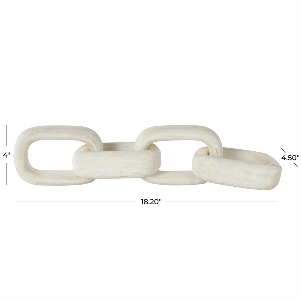 Wood Chain Link Sculpture Cream 18in