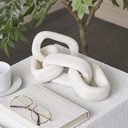 Wood Chain Link Sculpture Cream 18in