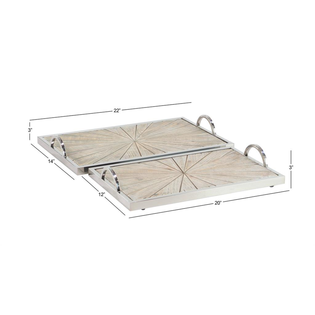 Wood Tray With Metal Frame 20in