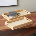 Wood Tray With Rope Edges 16in