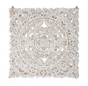 Wooden Mandala Carved Wall Decor White 36in