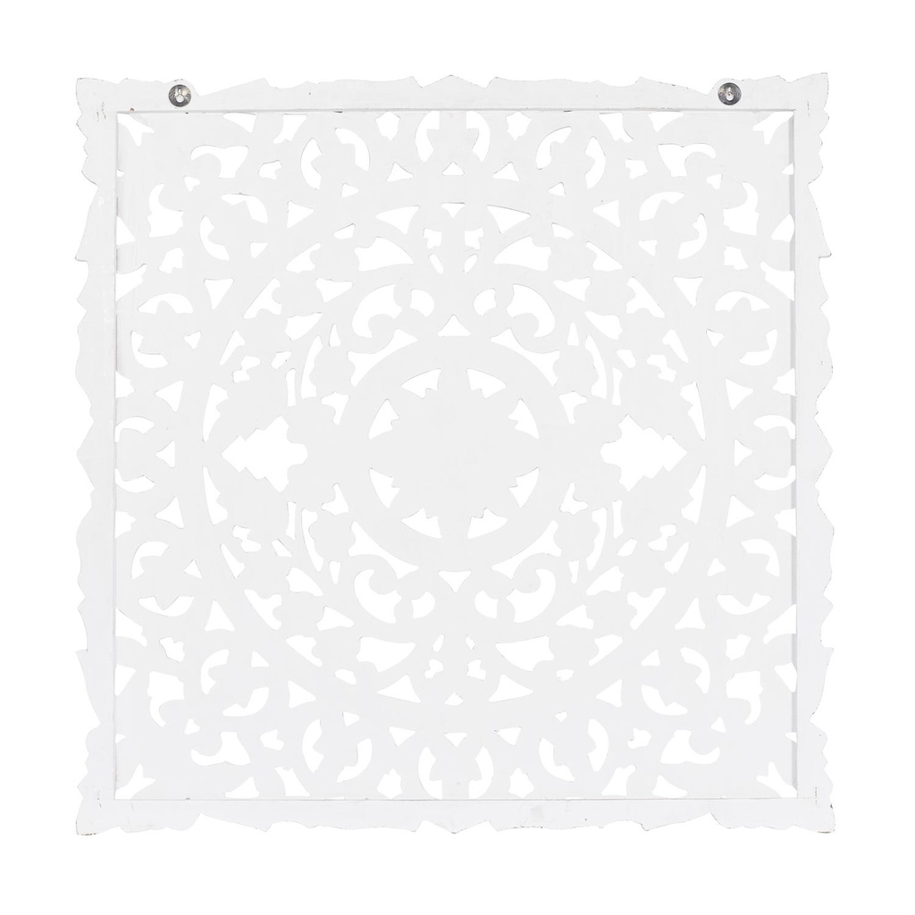 Wooden Mandala Carved Wall Decor White 36in