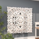 Wooden Mandala Carved Wall Decor White 36in