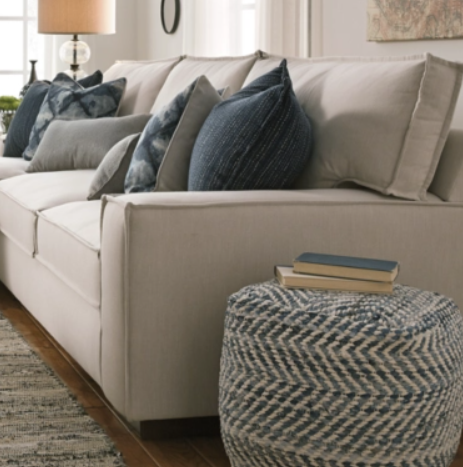 Chevron Pouf Blue