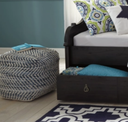 Chevron Pouf Blue