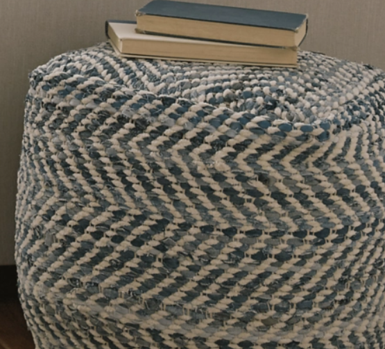 Chevron Pouf Blue