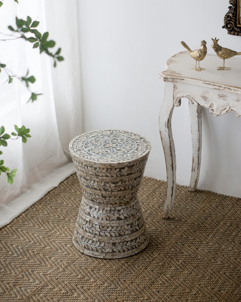Capiz Accent Stool Grey