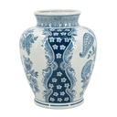 Floral Vase Blue & White 11in