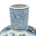 Floral Vase Blue & White 17in