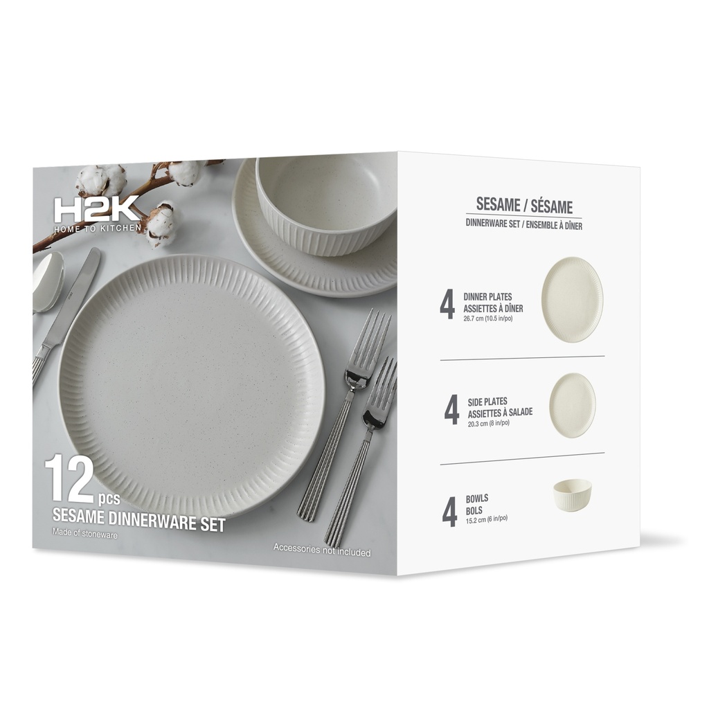 Sesame Bone Dinnerware Set 12pc