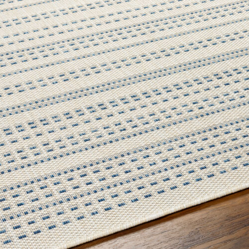 Ravello Stripe Indoor Outdoor Rug Ivory & Blue 8x10ft