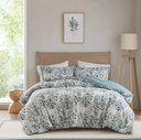 Brielle 3 Piece Floral Printed Cotton King Comforter Set