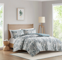 Brielle 3 Piece Floral Printed Cotton King Comforter Set