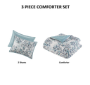 Brielle 3 Piece Floral Printed Cotton King Comforter Set