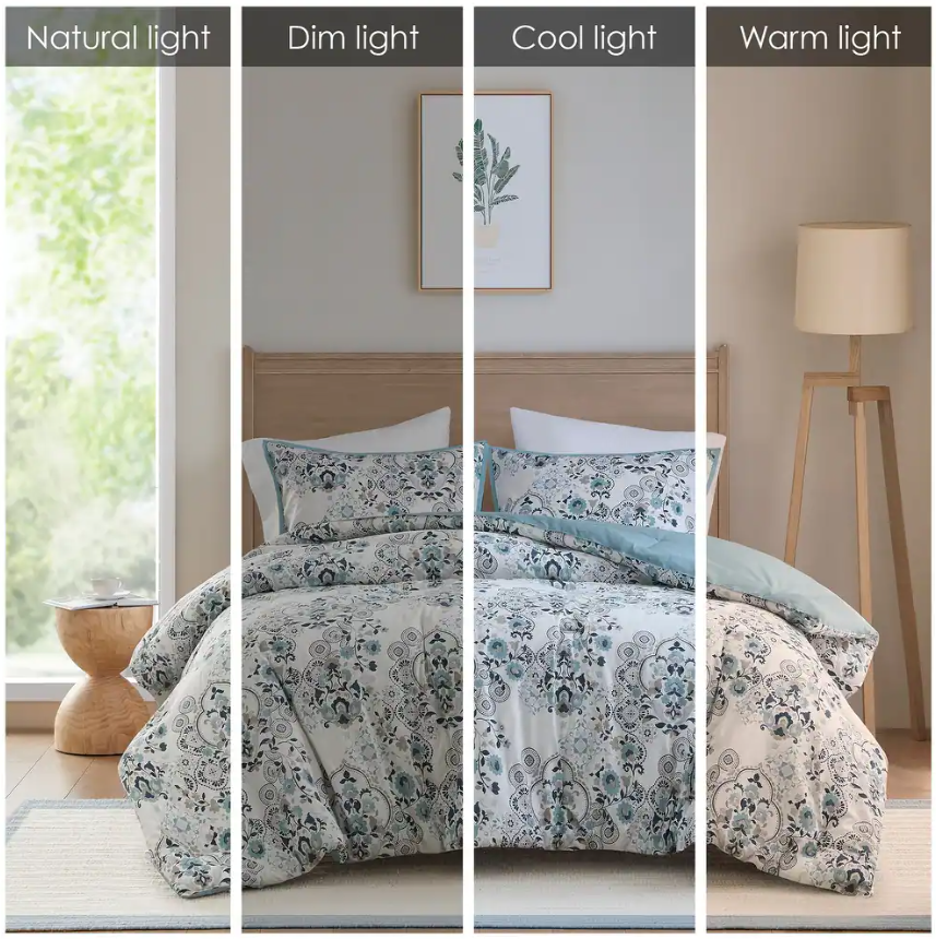 Brielle 3 Piece Floral Printed Cotton Queen Comforter Set