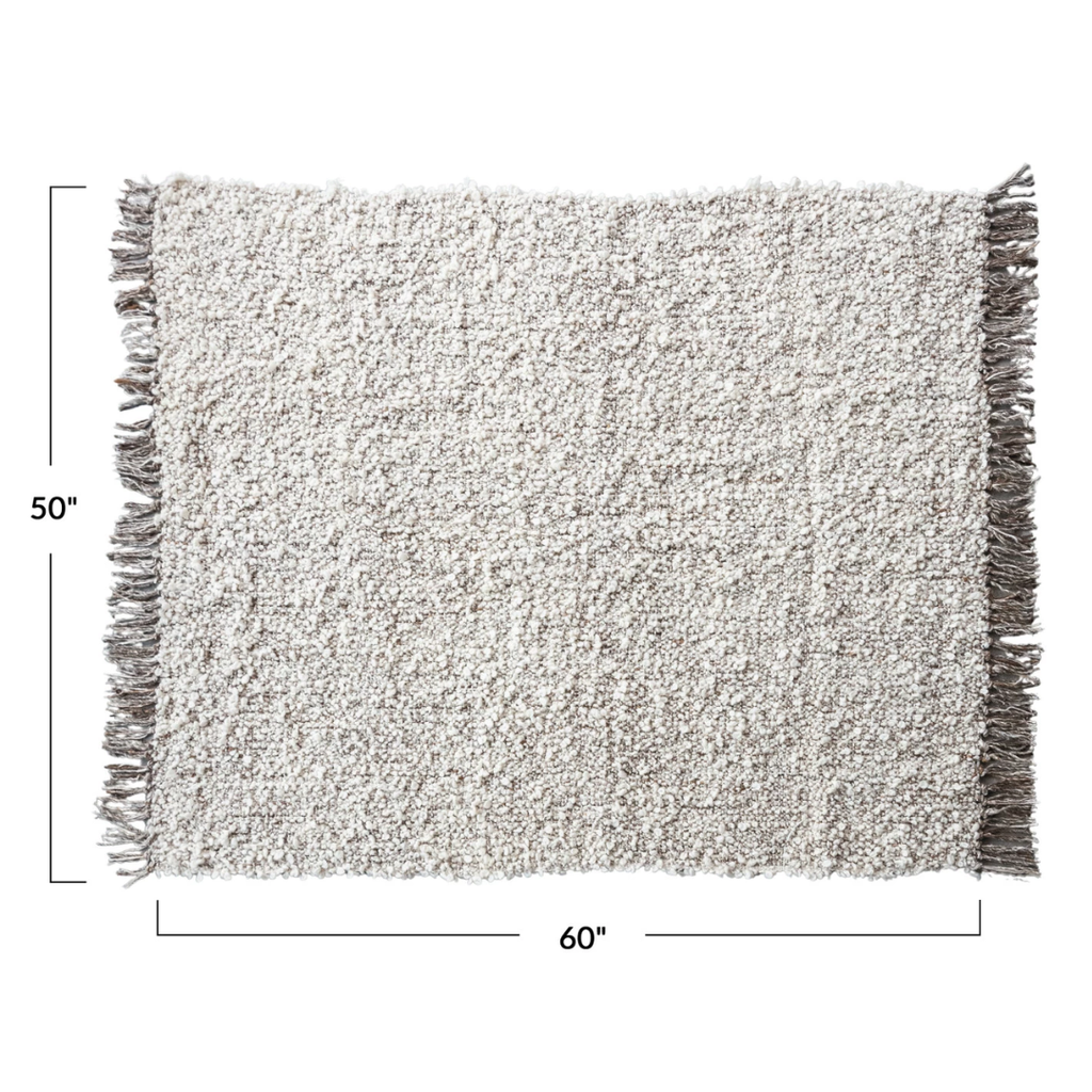 Woven New Zealand Wool Blend Shag Throw With Fringe