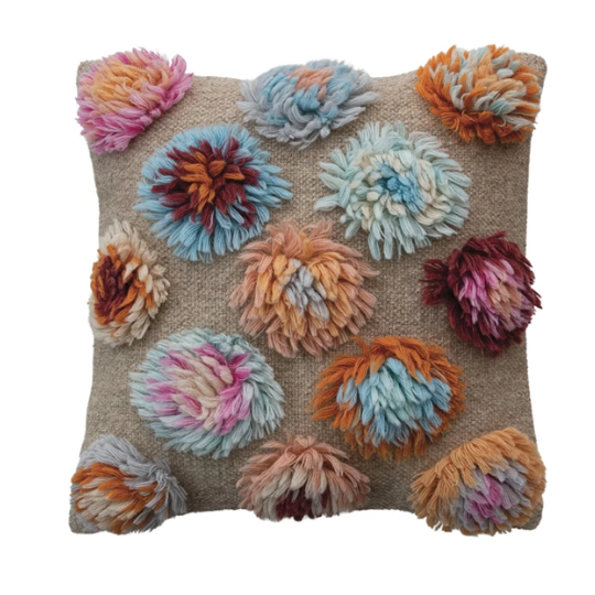 Multi Shag Circles Pillow 20in