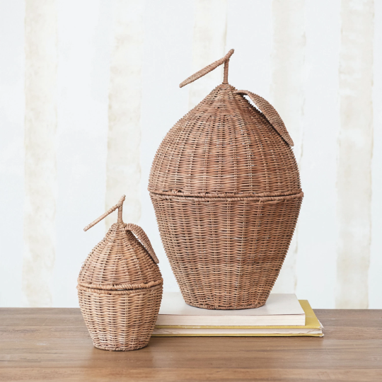 Rattan Lemon Shaped Basket 20in