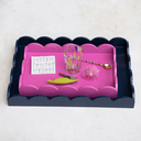 Scalloped Lacquered Tray Pink 16in