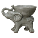 Stoneware Elephant With Bowl Grey