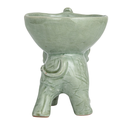 Stoneware Elephant With Bowl Grey