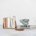 Stoneware Elephant With Bowl Grey