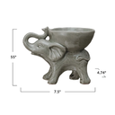 Stoneware Elephant With Bowl Grey