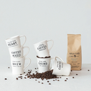 Stoneware Mug With Wax Relief Coffee Saying 12oz