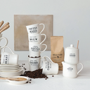 Stoneware Mug With Wax Relief Coffee Saying 12oz
