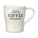 Stoneware Mug With Wax Relief Coffee Saying 12oz