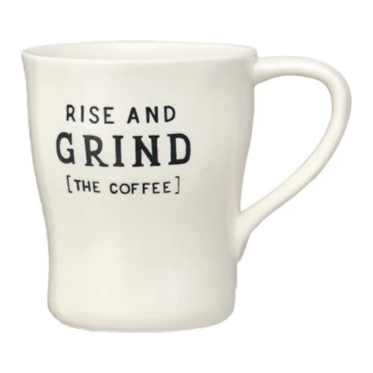 Stoneware Mug With Wax Relief Coffee Saying 12oz