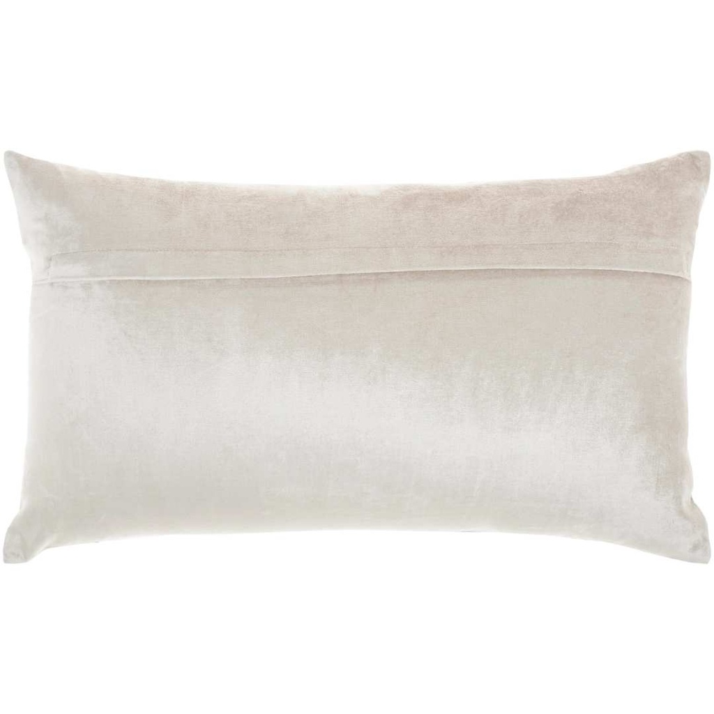 Beaded Stripe Velour Pillow Beige 12x21in