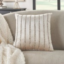 Beaded Stripe Velour Pillow Beige 20in