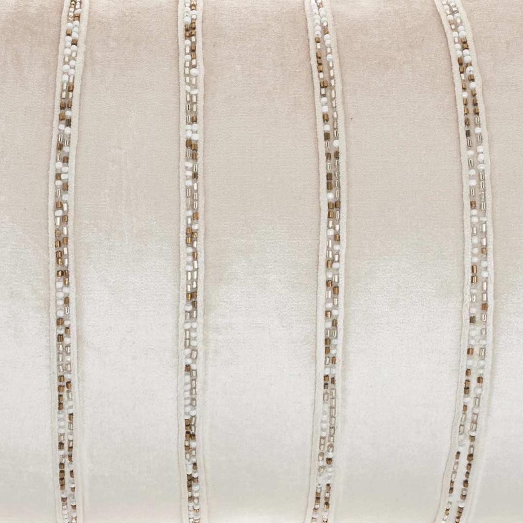 Beaded Stripe Velour Pillow Beige 20in