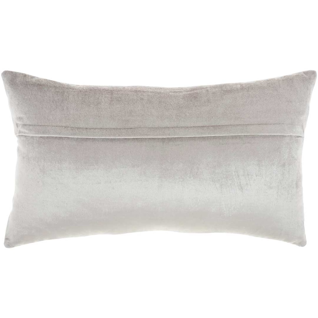 Beaded Stripe Velour Pillow Grey 12x21in