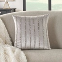 Beaded Stripe Velour Pillow Grey 20in