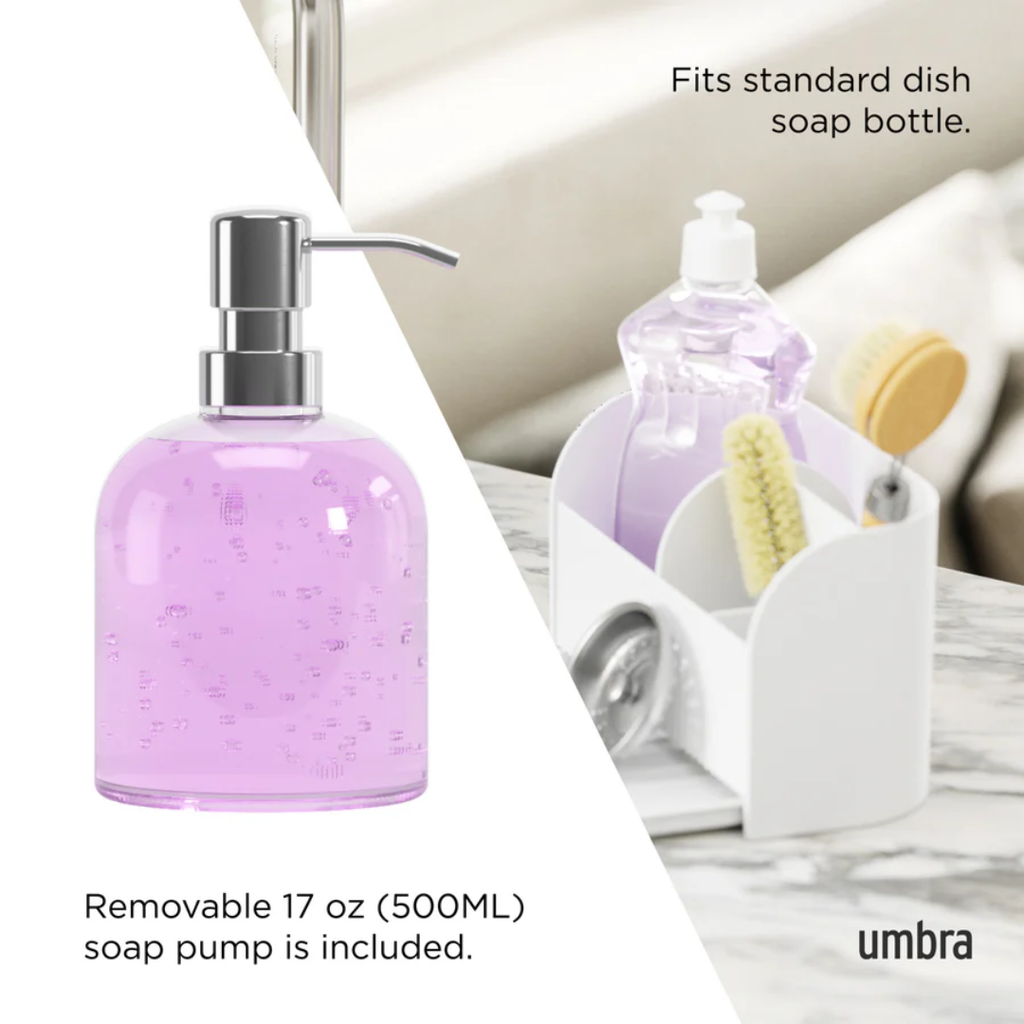 Sling Sink Caddy With Soap Pump White
