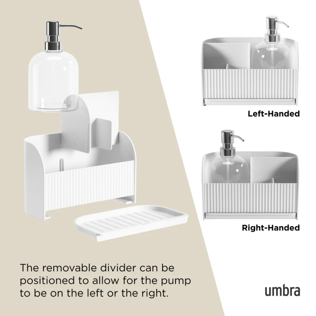 Sling Sink Caddy With Soap Pump White