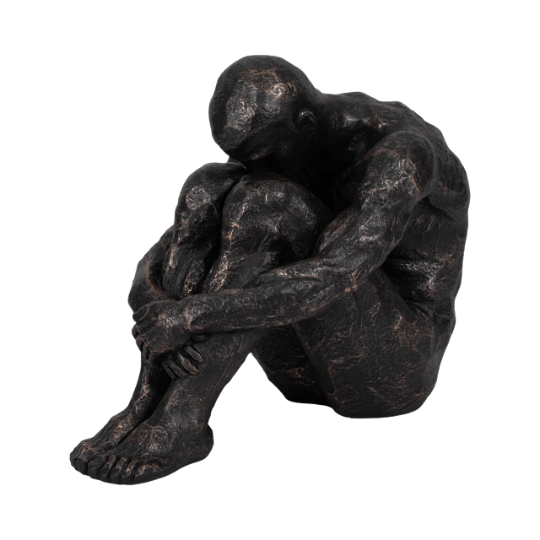 Sitting Man Figurine Bronze 16in