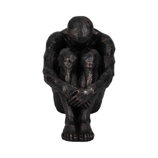 Sitting Man Figurine Bronze 16in