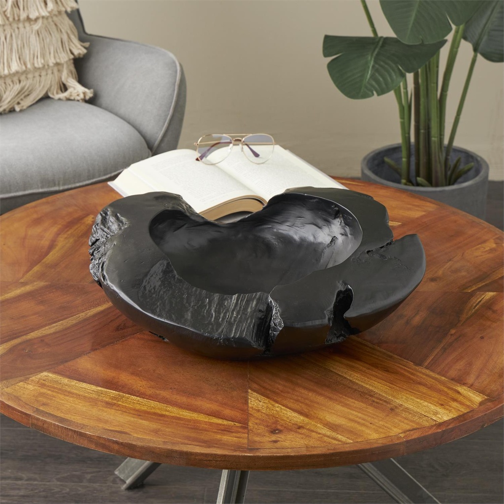 Black Teak Live Edge Bowl 18in
