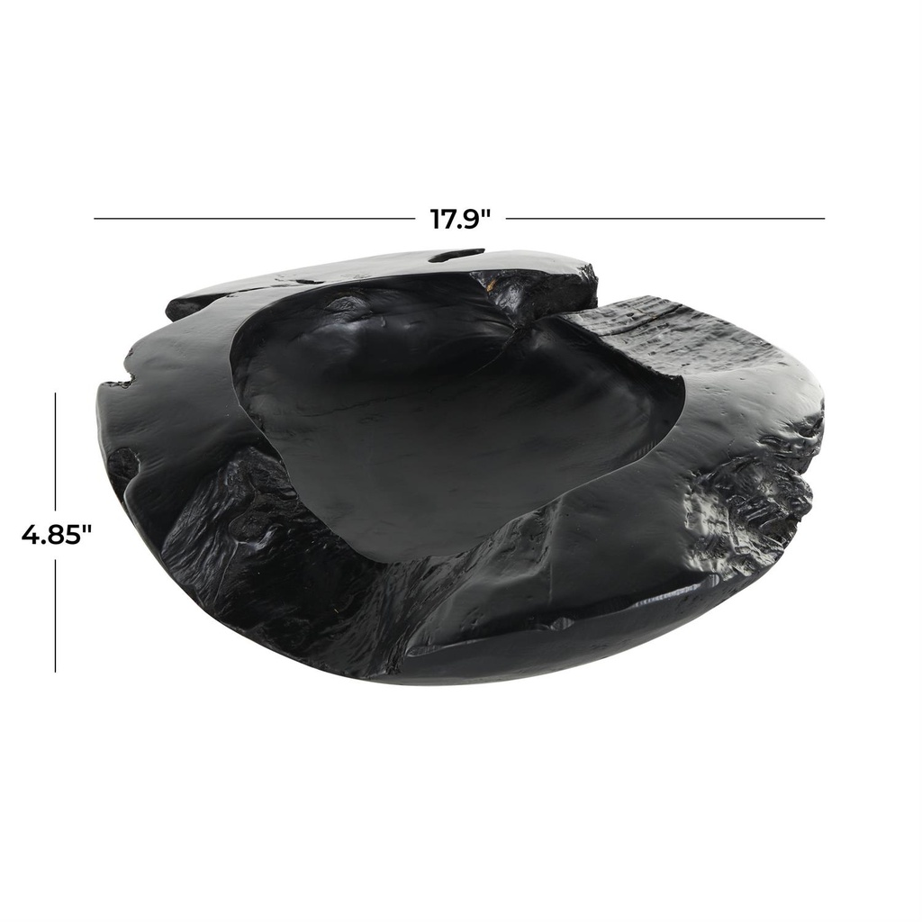Black Teak Live Edge Bowl 18in