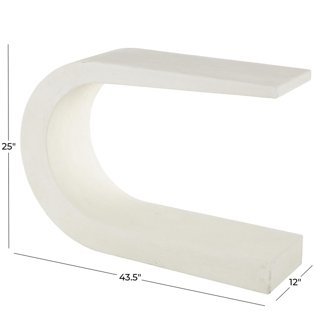 C-Shaped White Wood Console Table 44in