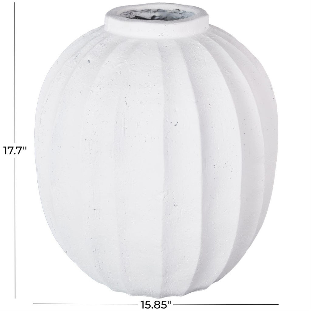 Carved Grooves Vase White 18in