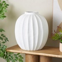 Carved Grooves Vase White 18in