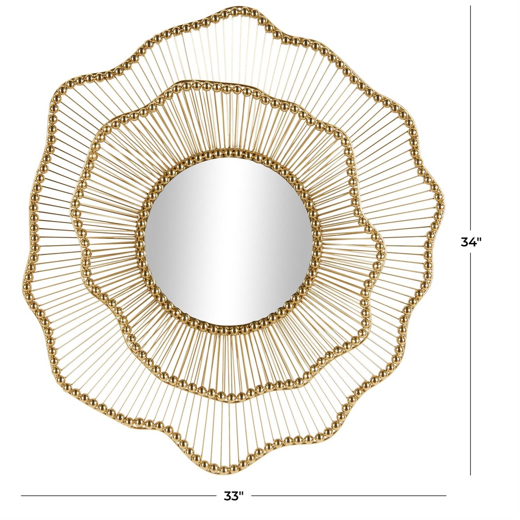 Floral Layered Wall Mirror Gold 34in