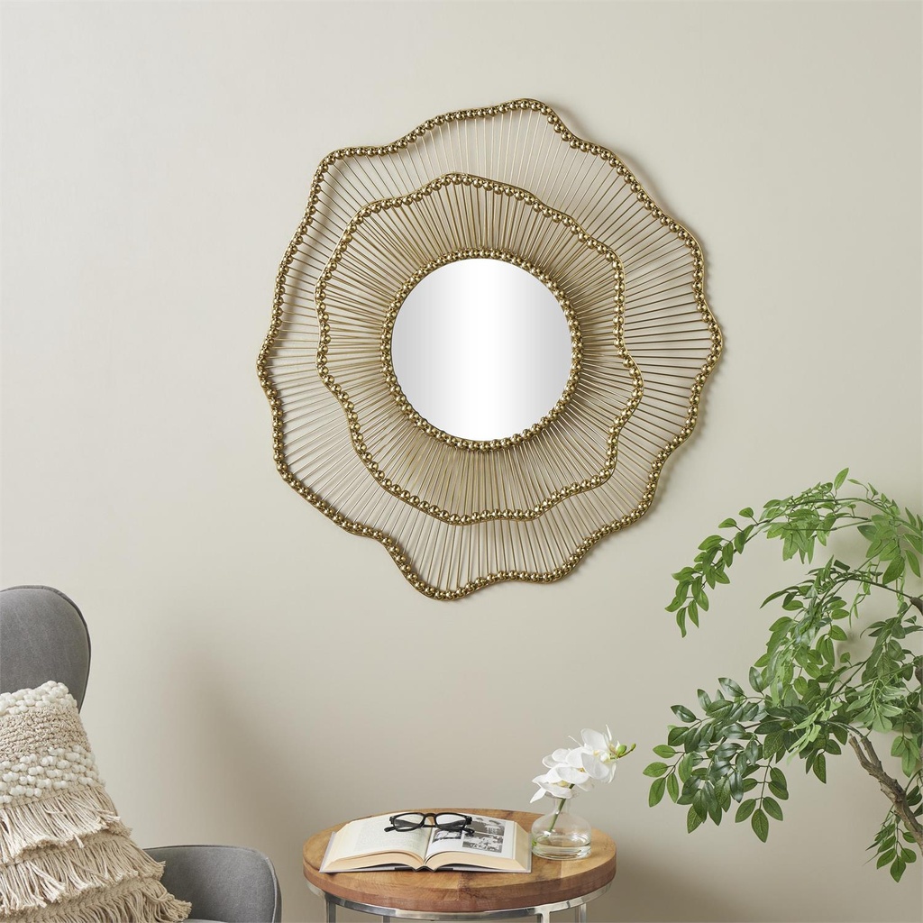 Floral Layered Wall Mirror Gold 34in