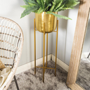 Metal Dome Planter on Stand Gold 39in