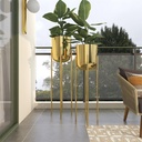 Metal Dome Planter on Stand Gold 39in