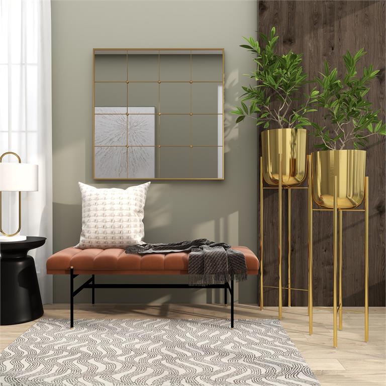 Metal Dome Planter on Stand Gold 46in